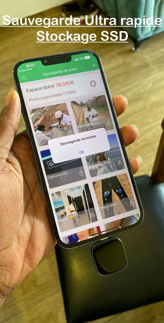 SSD Externe Ultra-Résistant 128GB / 256GB – Sauvegarde Instantanée iPhone, Android & PC