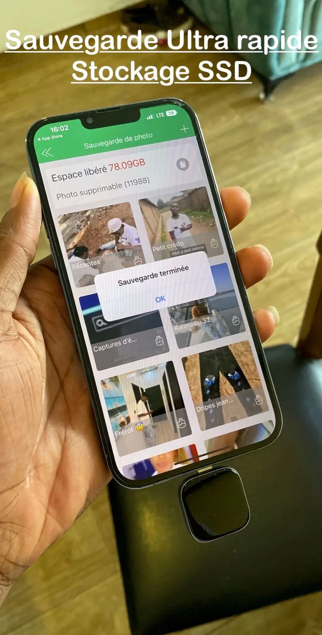 SSD Externe Ultra-Résistant 128GB / 256GB – Sauvegarde Instantanée iPhone, Android & PC