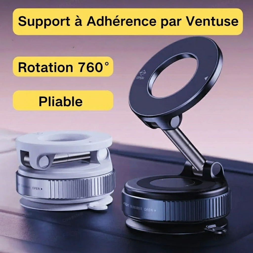 Support à adhérence par ventouse - Rotation 720° Pliable